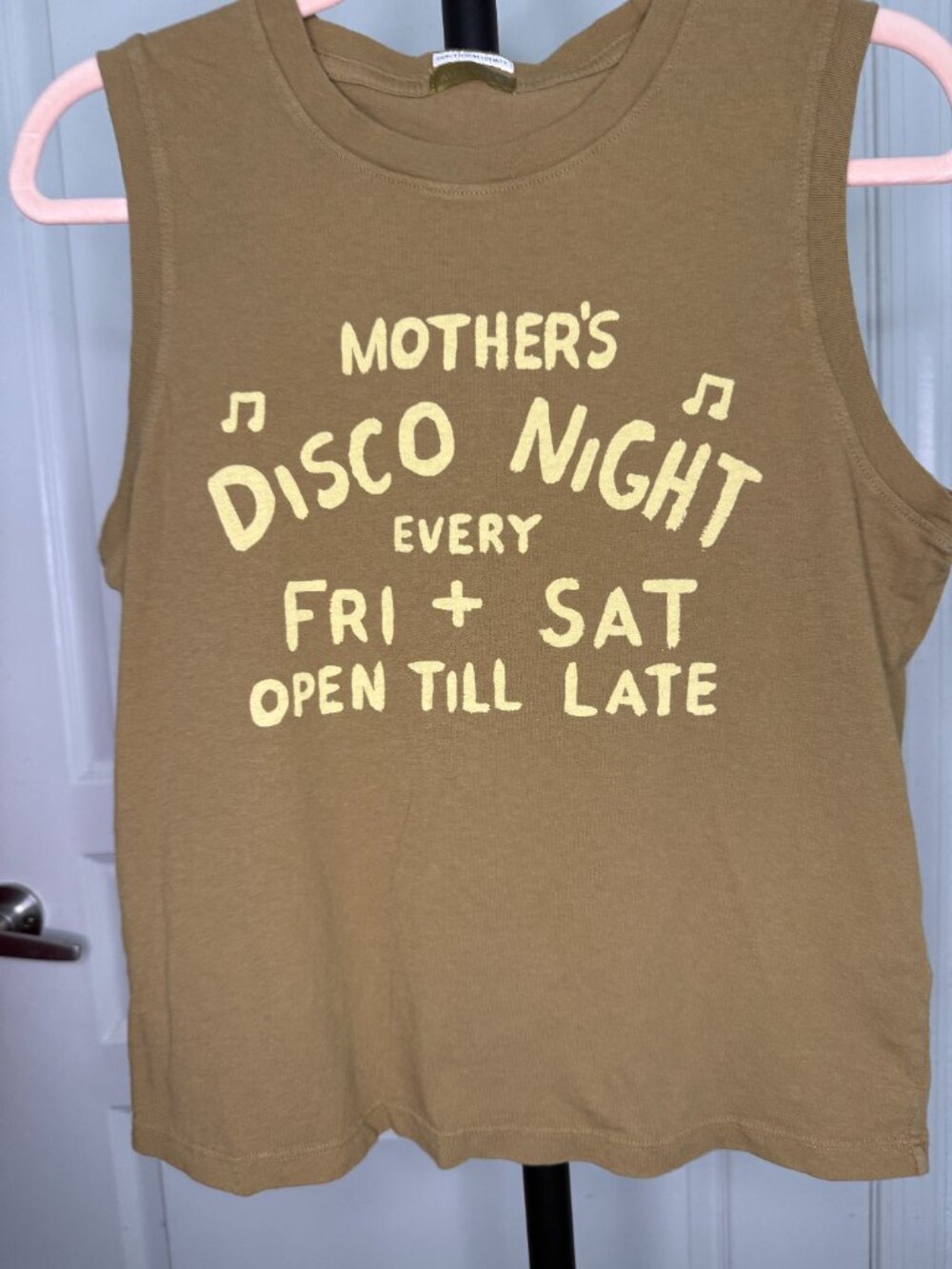 MOTHER "Mother's Disco Night" Graphic Muscle Tank – S- Olive Green- MSRP $100 - Picture 5 of 9